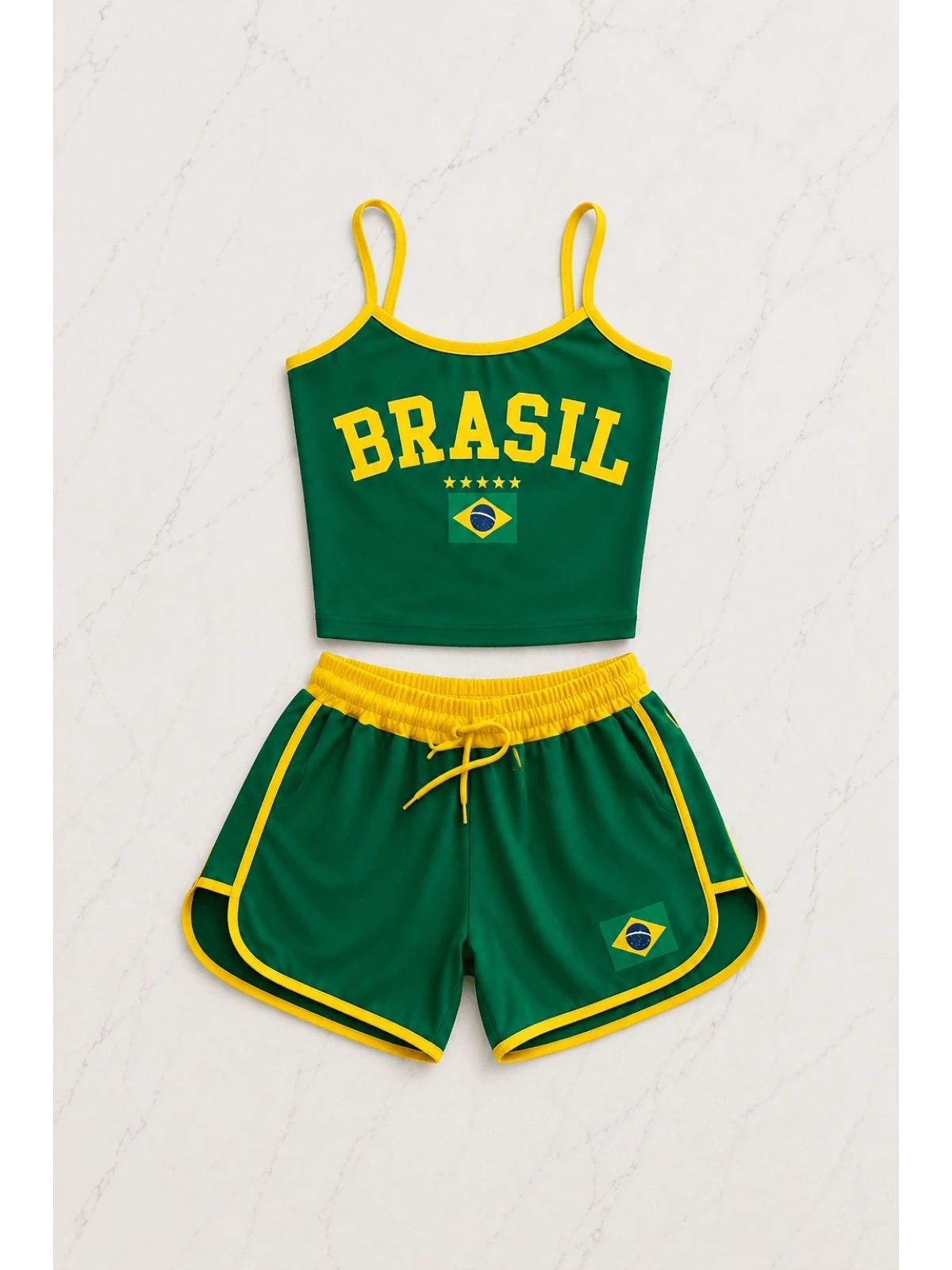 Brasil Askılı Crop - Şort Takım