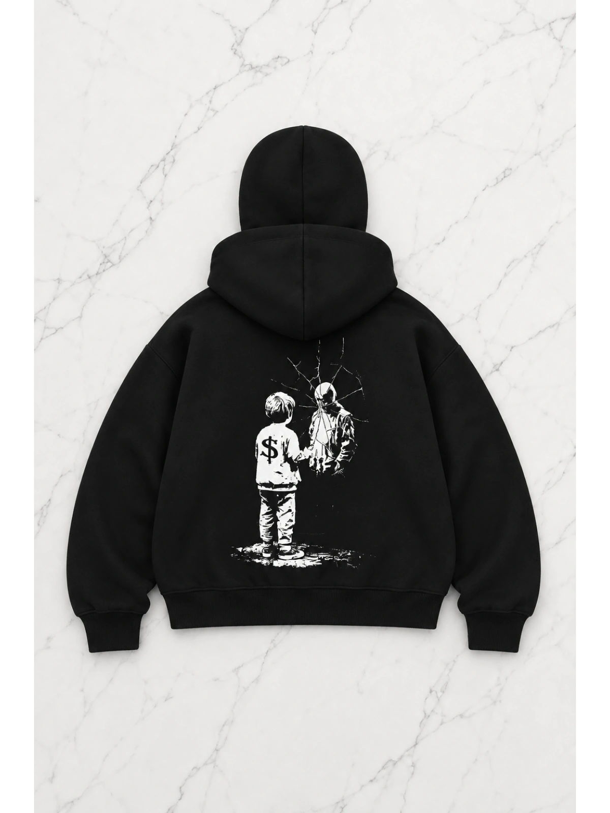 Broken Reality Baskılı Kar Maskeli Unisex Sweatshirt Hırka - Siyah
