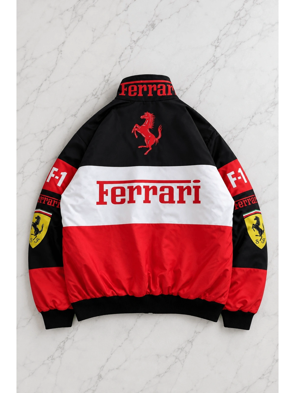 Ferrari Desenli Unisex Bomber Ceket - Kırmızı
