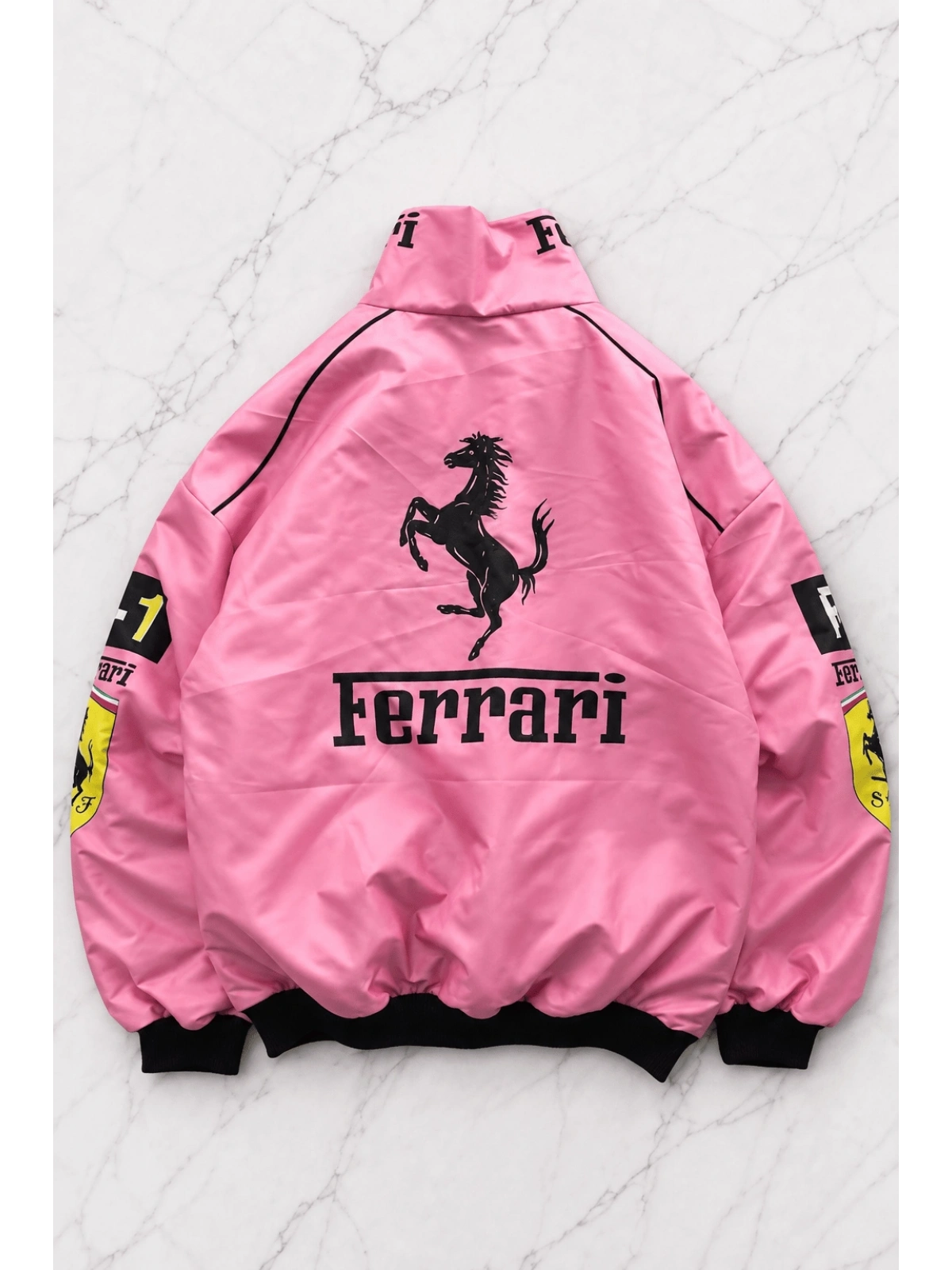 Ferrari Desenli Unisex Bomber Ceket - Pembe