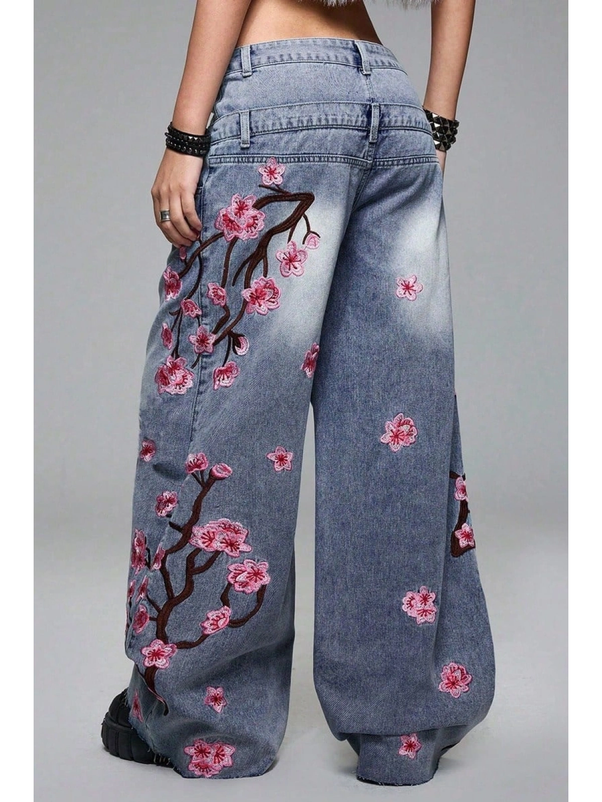 Flower Warriors Yıkamalı Jean Pantolon - Mavi