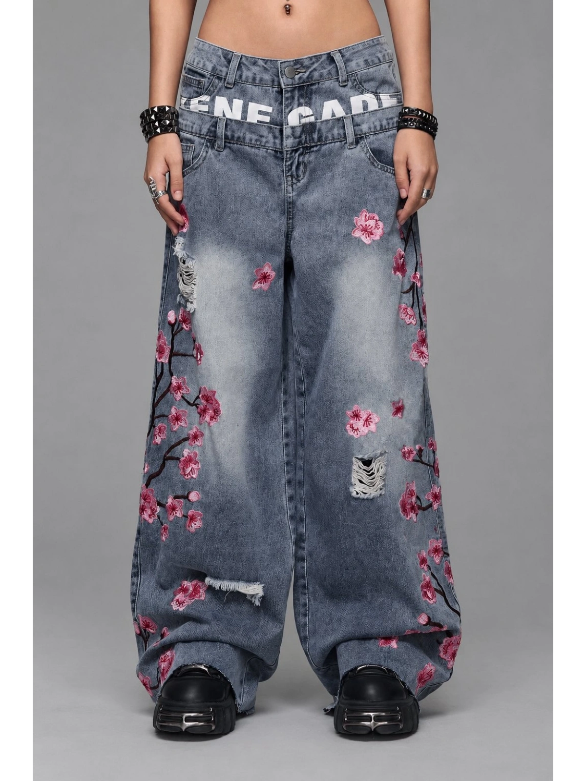 Flower Warriors Yıkamalı Jean Pantolon - Mavi