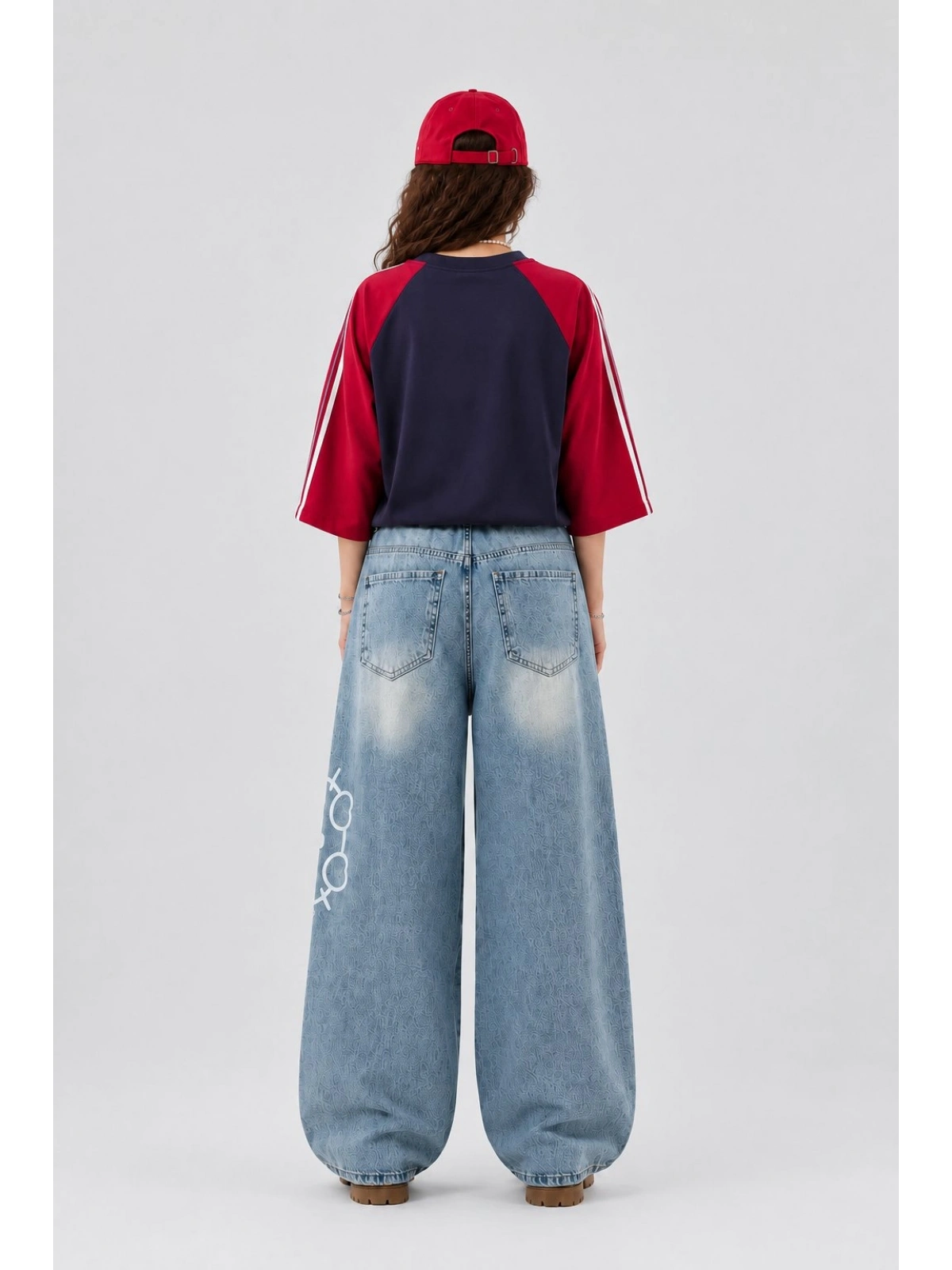 Hello Kitty Detaylı Baggy Jean - Mavi