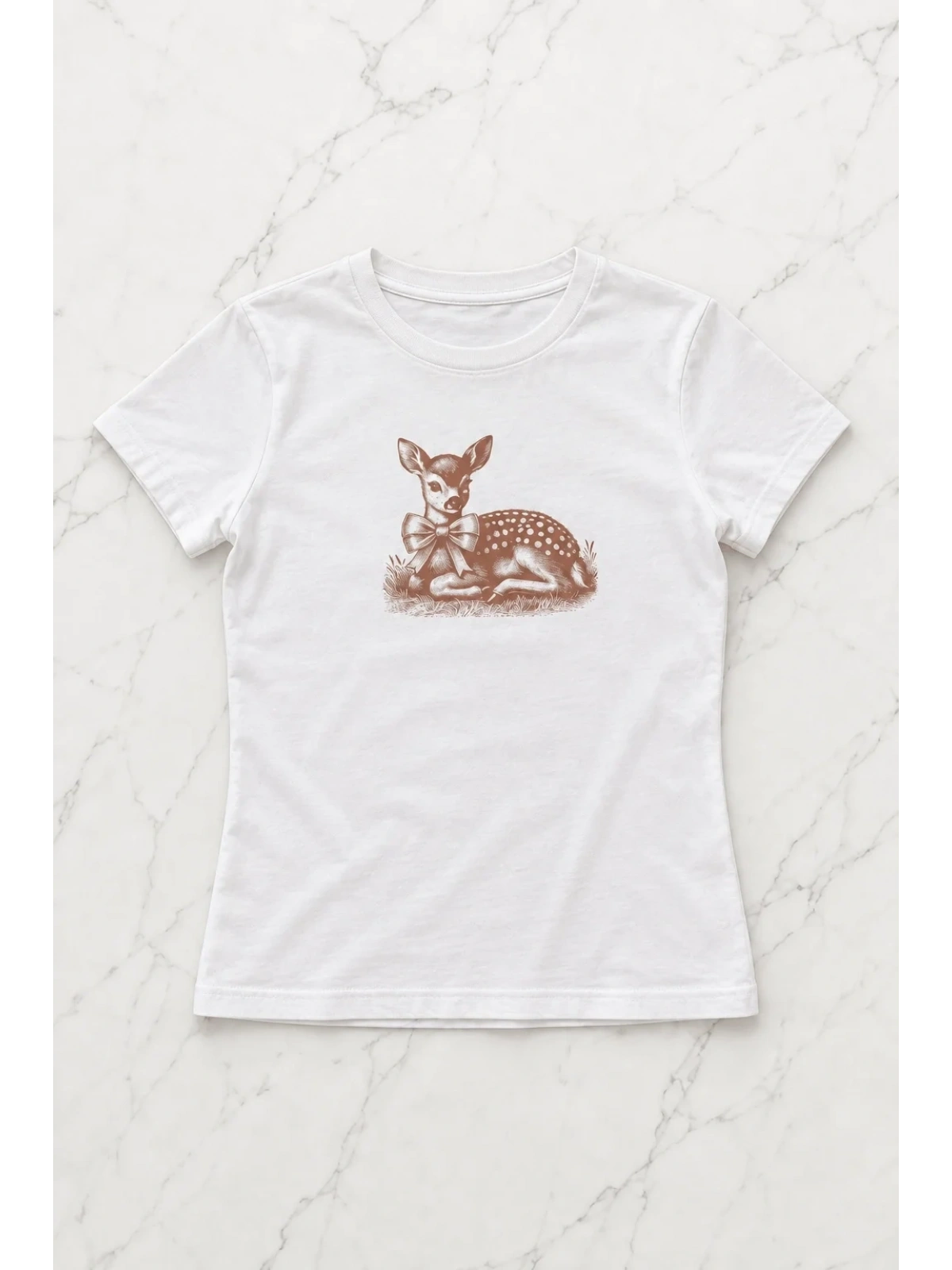 Kemer Boy Fawn Coquette Baskılı Crop Bluz