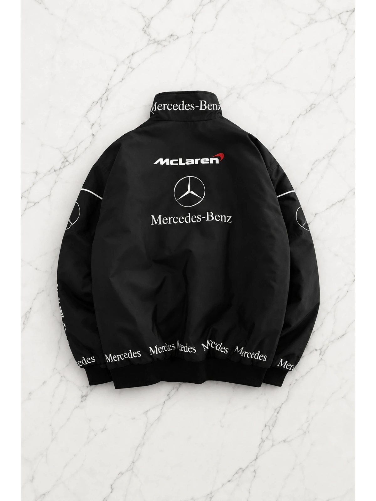 McLaren Desenli Unisex Bomber Ceket - Siyah