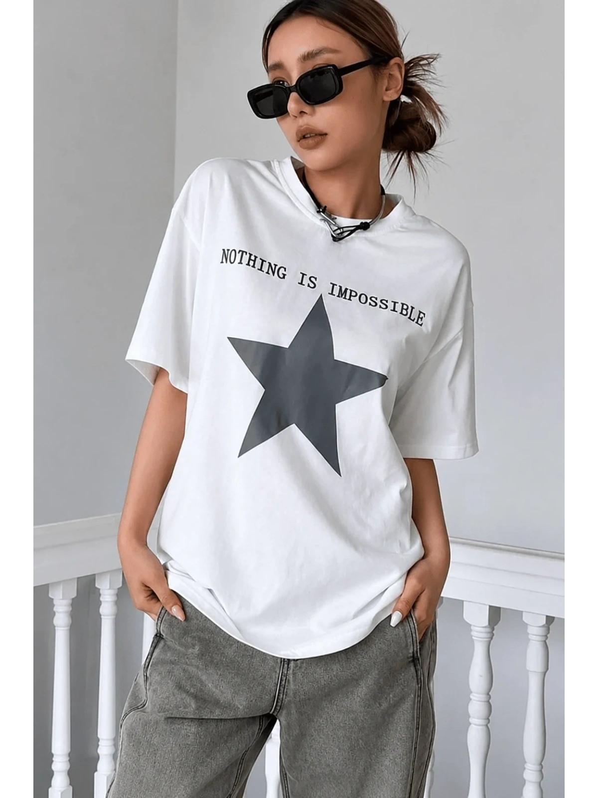 Nothing Is Impossible Detail Oversize Unisex T-shirt