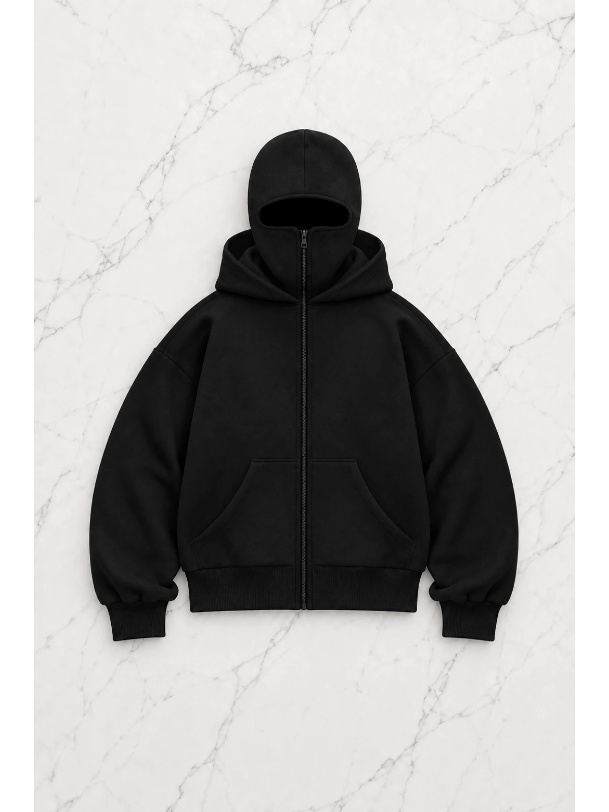 Broken Reality Baskılı Kar Maskeli Unisex Sweatshirt Hırka - Siyah