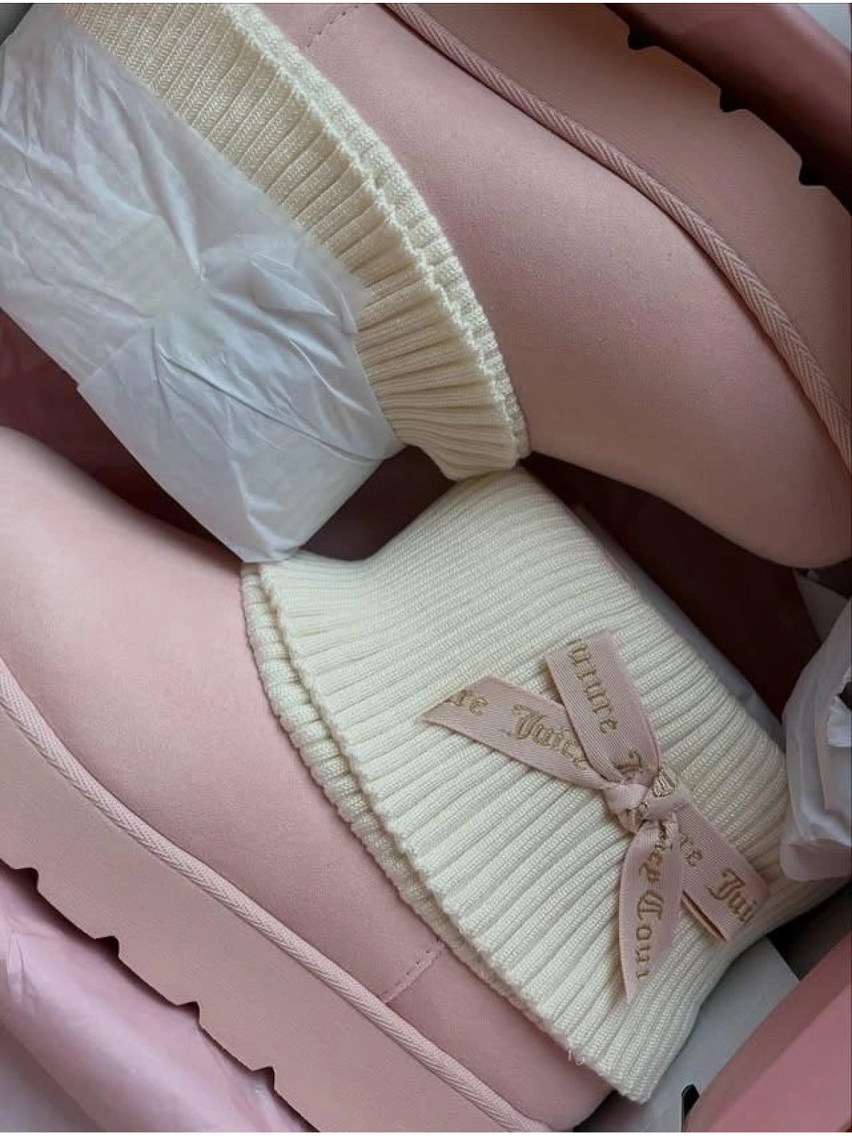 Ribbon Couture  Peluş Dokulu Bot-Pembe