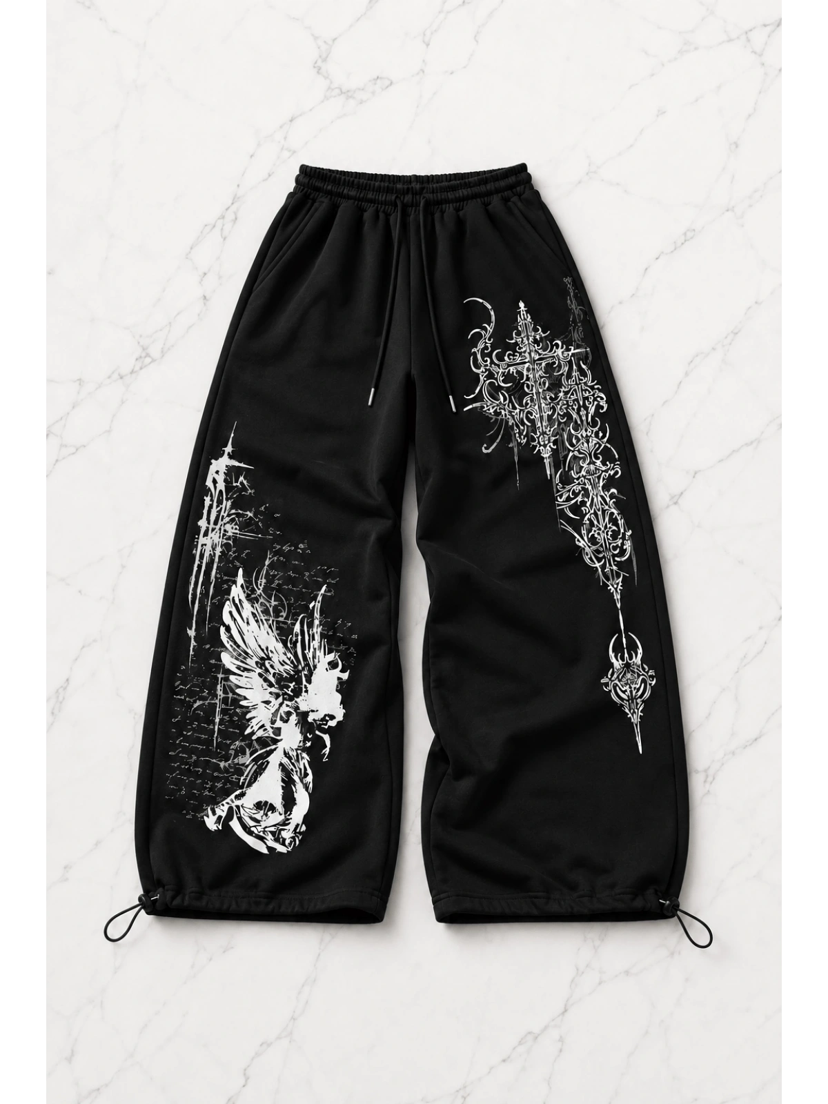 Shadow Detaylı Baggy Unisex Eşofman Altı - Siyah
