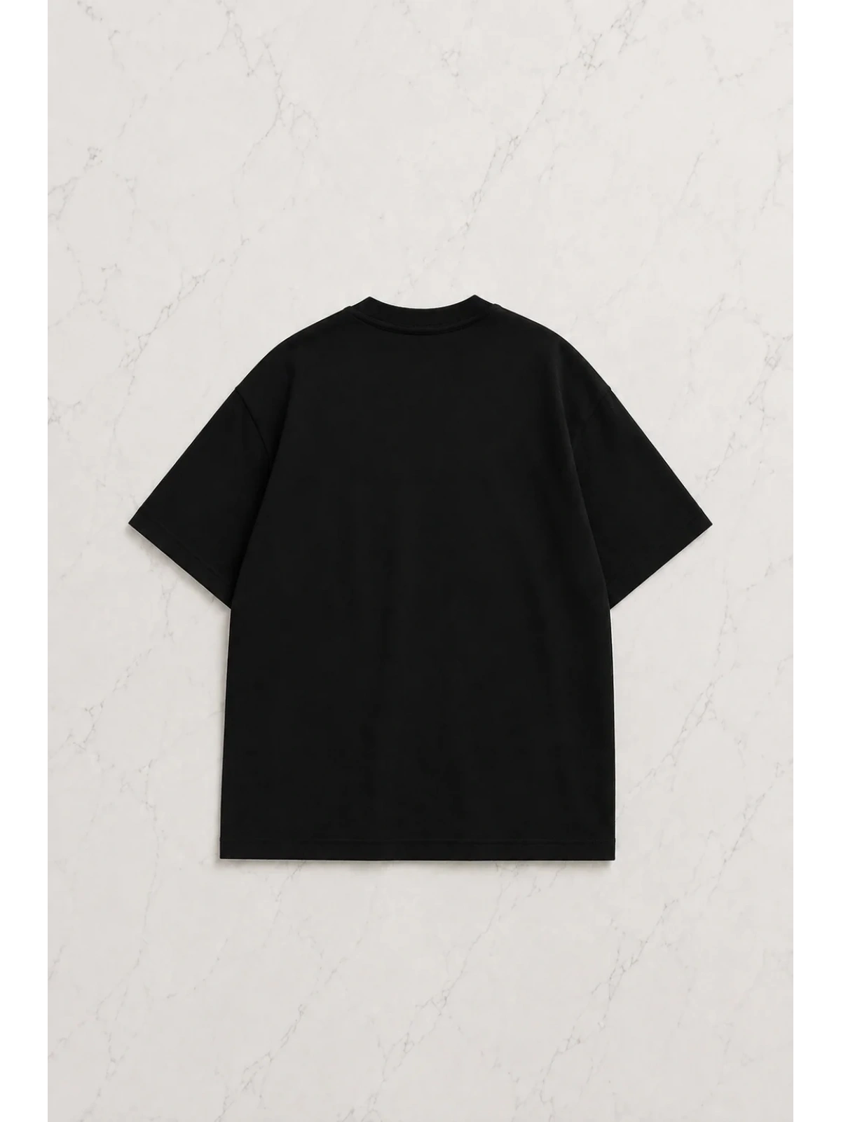 Siyah Kurdele Detail Oversize Unisex T-shirt