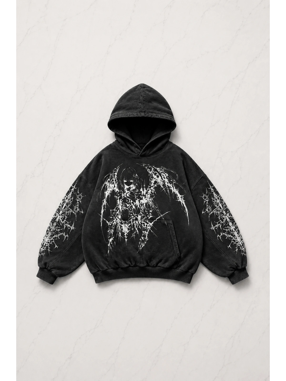 Siyah Warrior Dagger Woman Gothic Kapüşonlu Sweatshirt