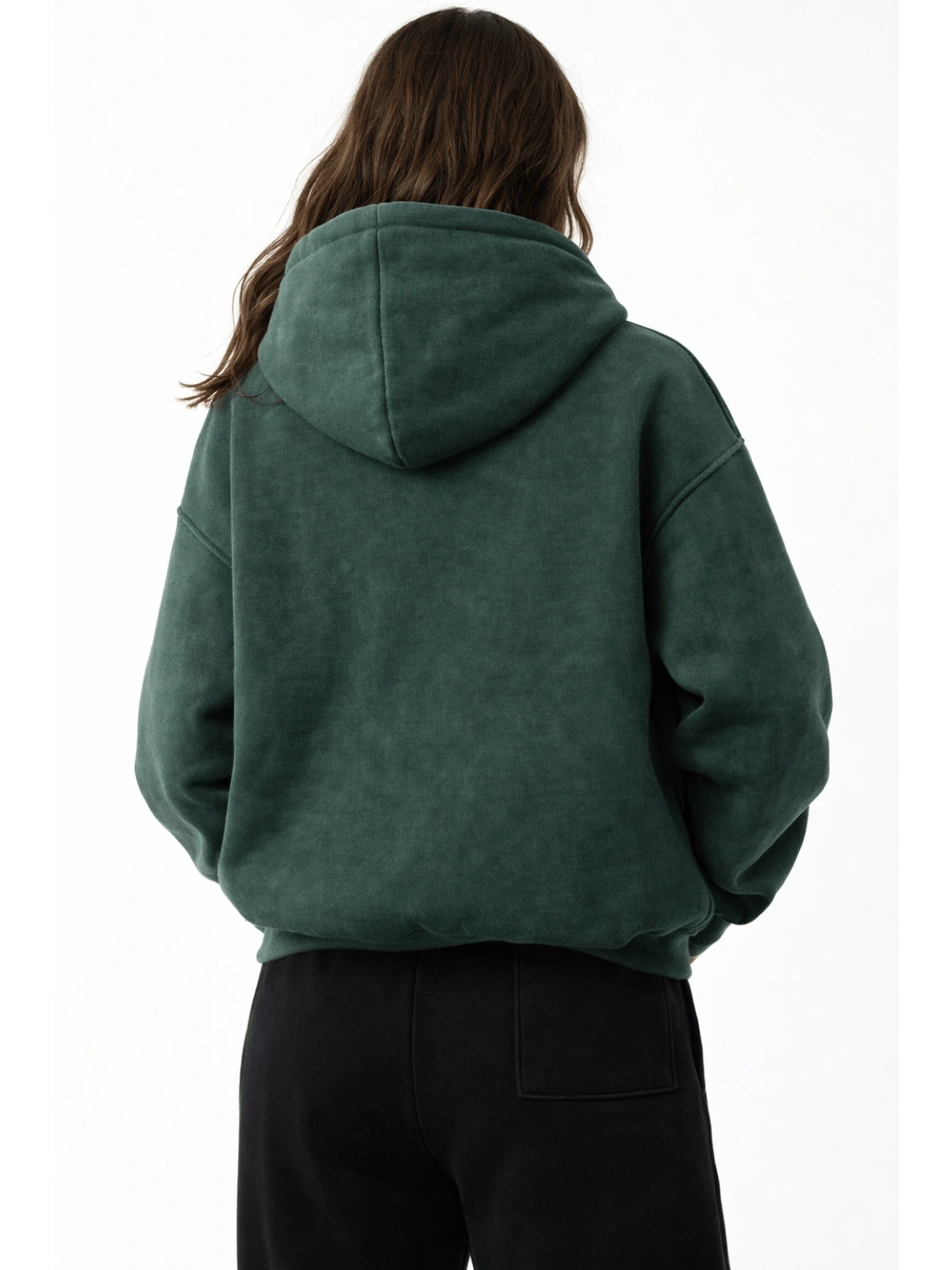 Star Washed Unisex Oversize Zip Hoodie  - Yeşil
