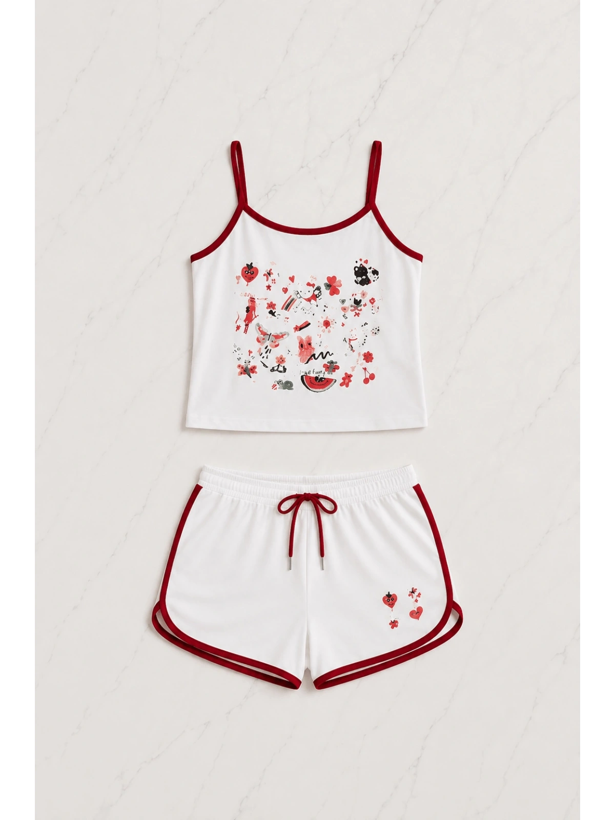 Sweet Cherry Askılı Şort Takım