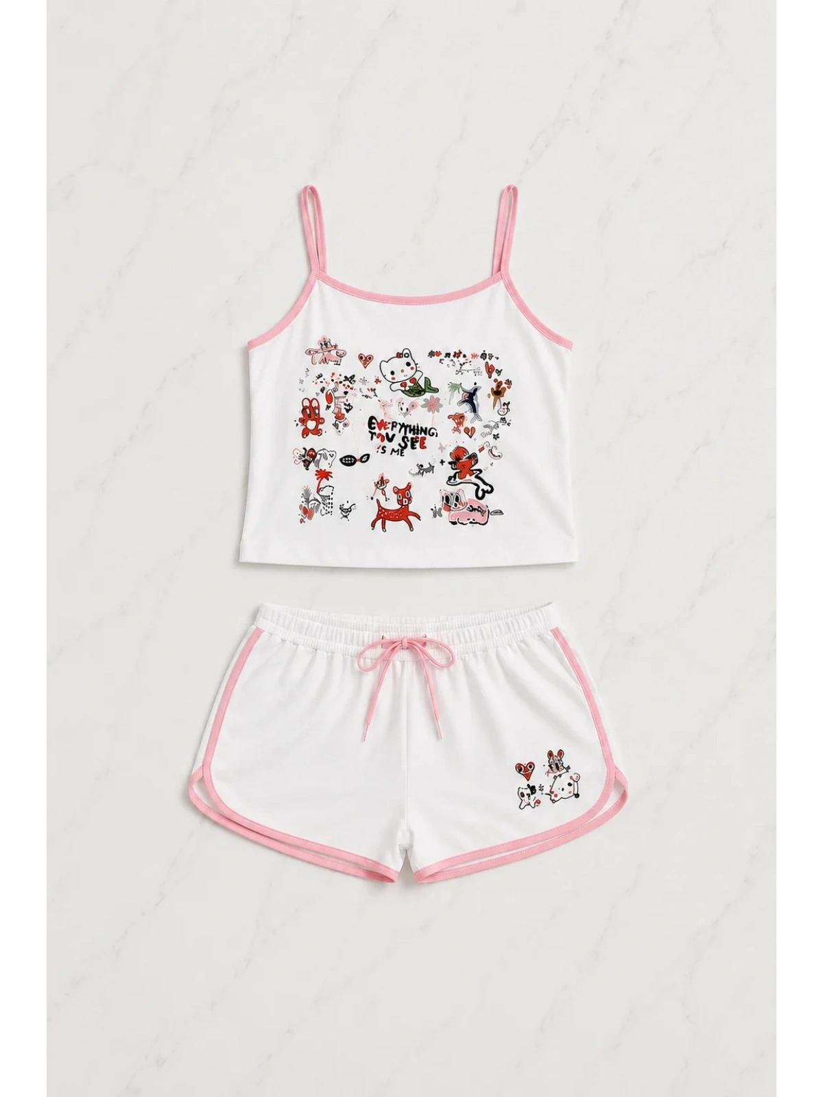 Sweet Cherry Askılı Şort Takım