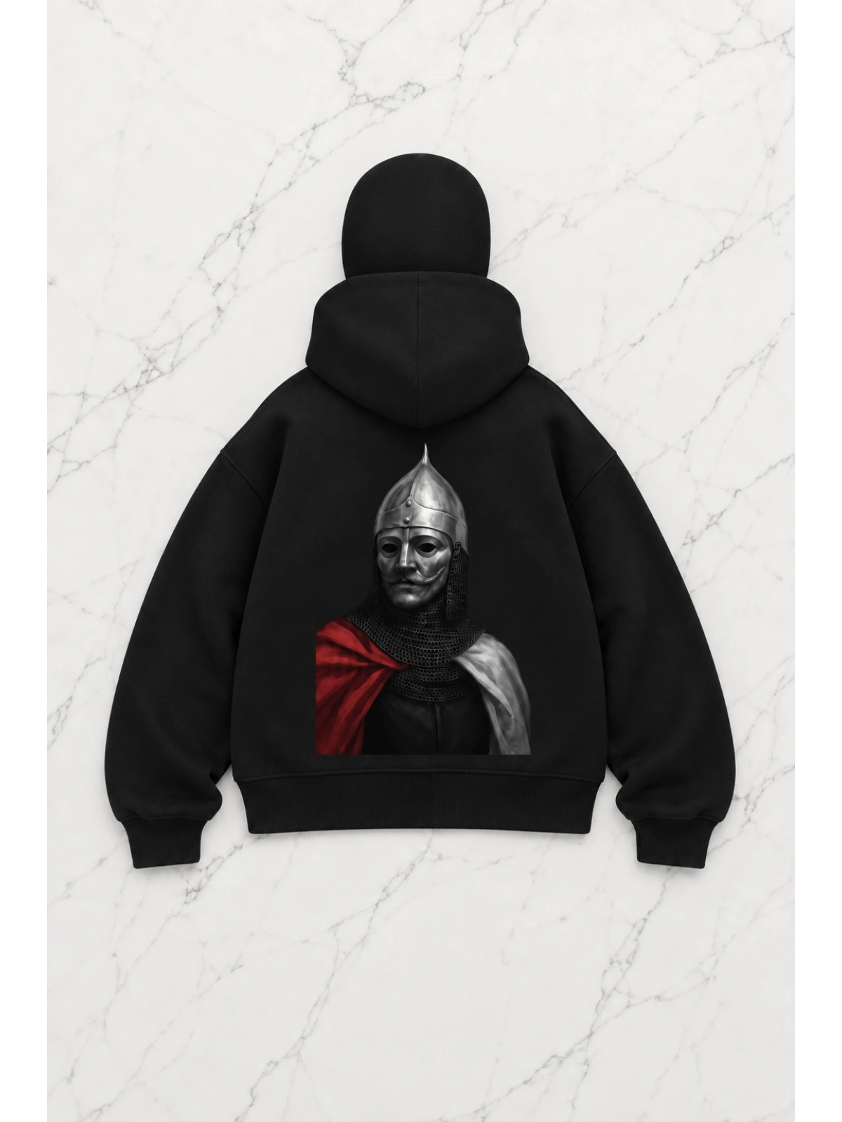 Unisex Kar Maskeli Empirates King Baskılı Oversize Hırka - Siyah