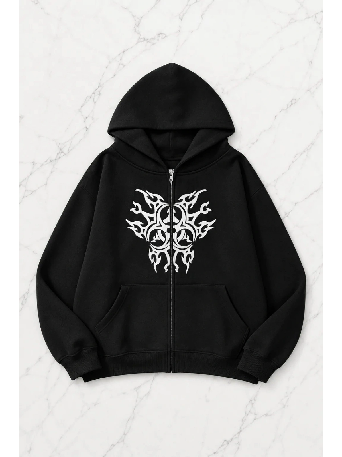 Virüs Crysis  Kapüşonlu Oversize Unisex Hırka - Siyah