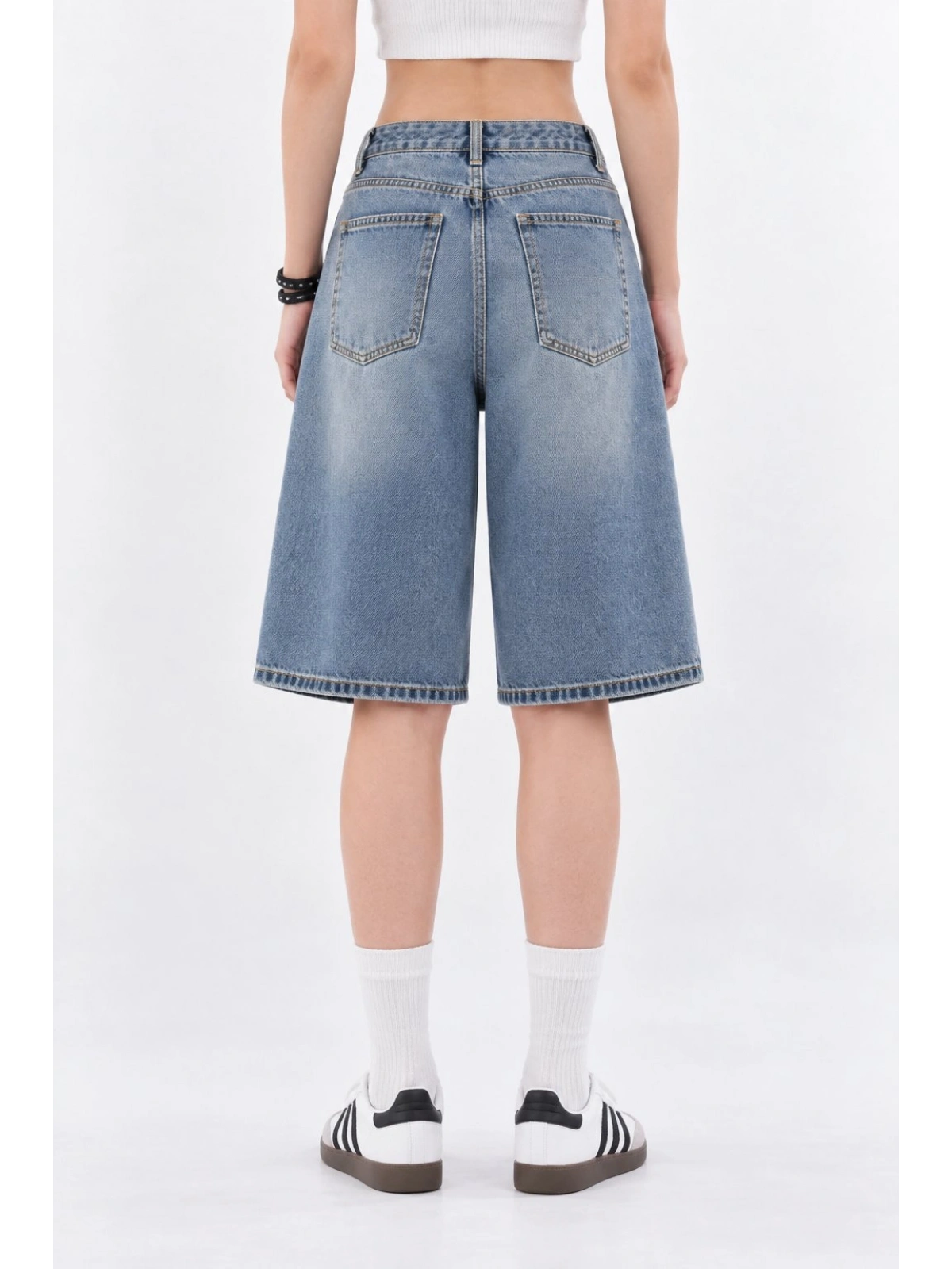 Y2k Trend Baggy Jean Şort Bermuda - Mavi
