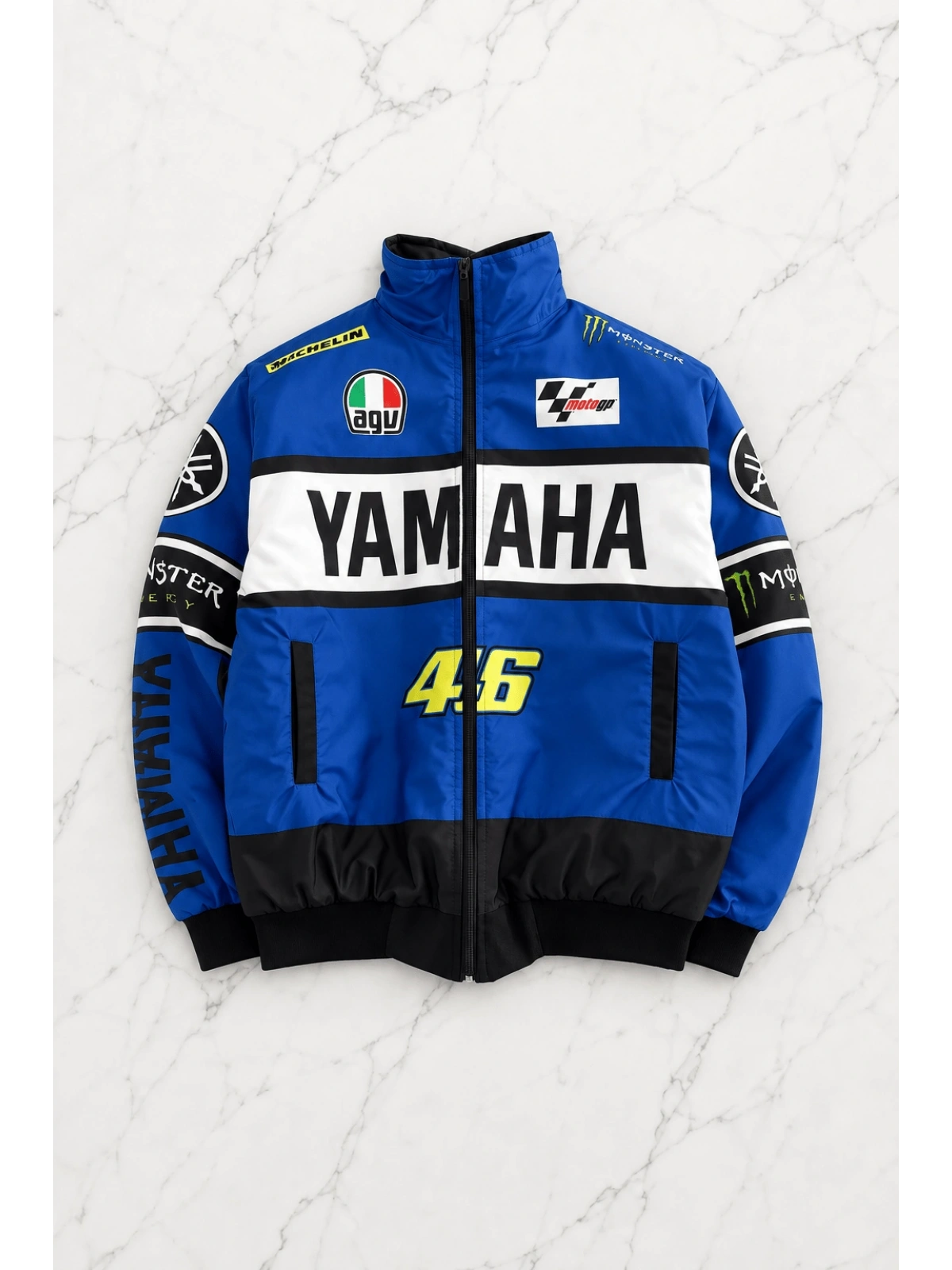 Yamaha Desenli Unisex Bomber Ceket - Mavi