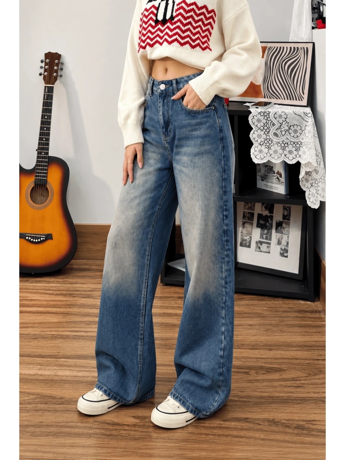 Yıkamalı Baggy Offline Jean - Mavi