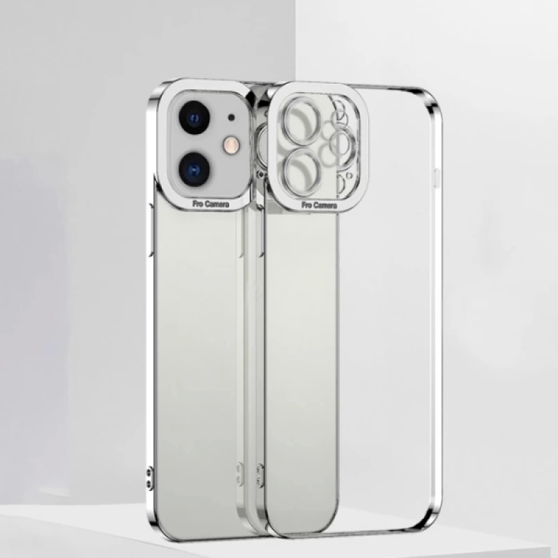 ALLY Fashion Series iPhone 12 Mini 5.4inç Kılıf Renkli Kenar Lazer Çerçeveli Silikon Kılıf