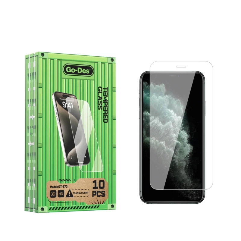 Apple iPhone 11 Pro Max Go Des Parmak İzi Bırakmayan 9H Oleofobik Bom Glass Ekran Koruyucu 10 lu Paket