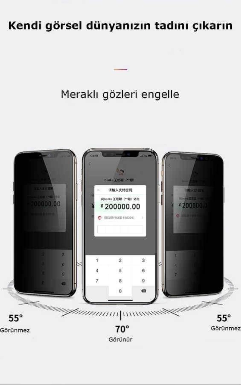 More TR Apple iPhone 11 Pro Max Zore Kor Privacy Cam Ekran Koruyucu