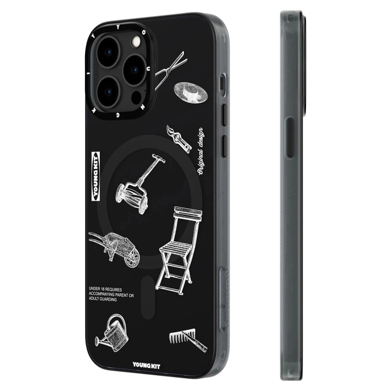 More TR Apple iPhone 14 Pro Kılıf Magsafe Şarj Özellikli Desenli Youngkit Plaything Serisi Kapak