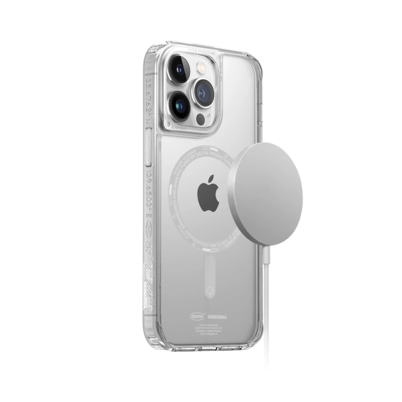 More TR Apple iPhone 14 Pro Max Kılıf SkinArma Şeffaf Airbag Tasarımlı Magsafe Şarj Özellikli Saido Kapak