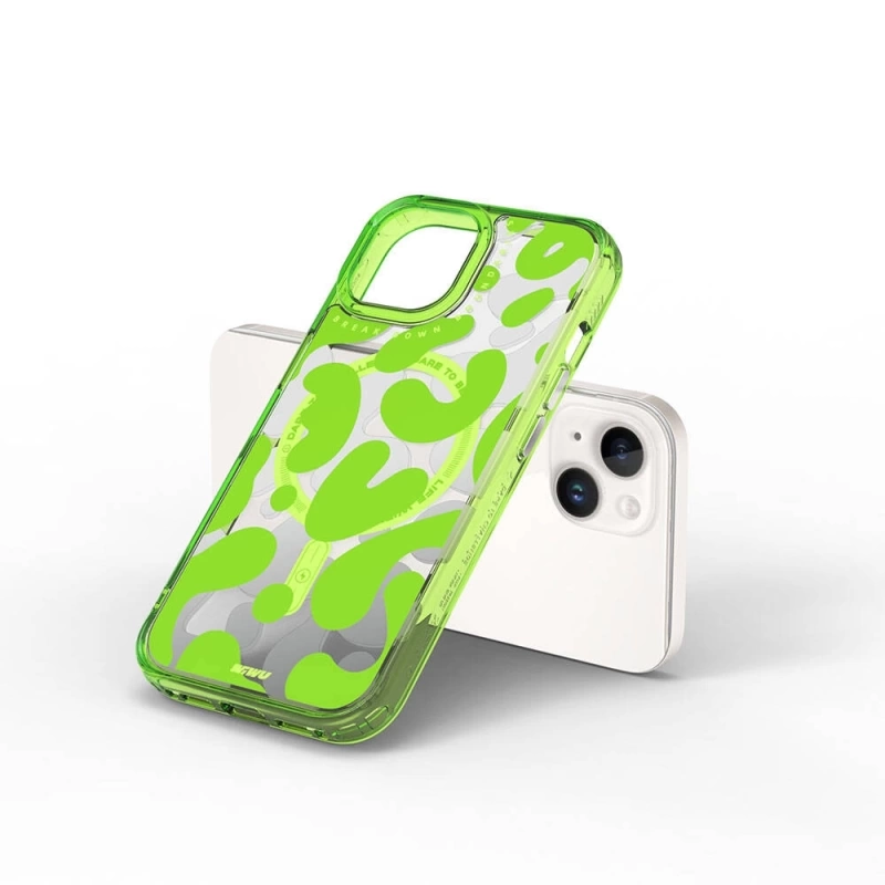Apple iPhone 15 Kılıf Magsafe Şarj Özellikli Boya Desenli Wiwu Fluorescent G Serisi Kapak