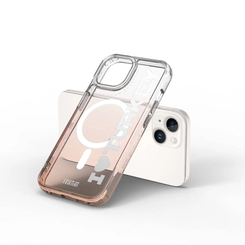 Apple iPhone 15 Kılıf Magsafe Şarj Özellikli Transparan Renk Geçişli Wiwu Turkey C Serisi Kapak