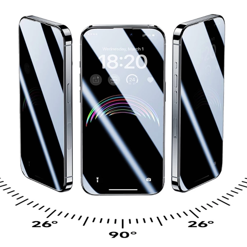 Apple iPhone 15 Pro Hidrofobik Ve Oleofobik Özellikli Benks Privacy Air Shield Ekran Koruyucu 10 lu Paket
