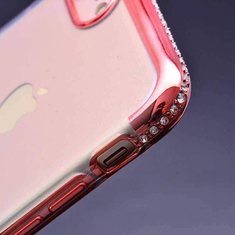Apple iPhone 6 Plus Kılıf Zore Tek Sıra Taşlı Silikon