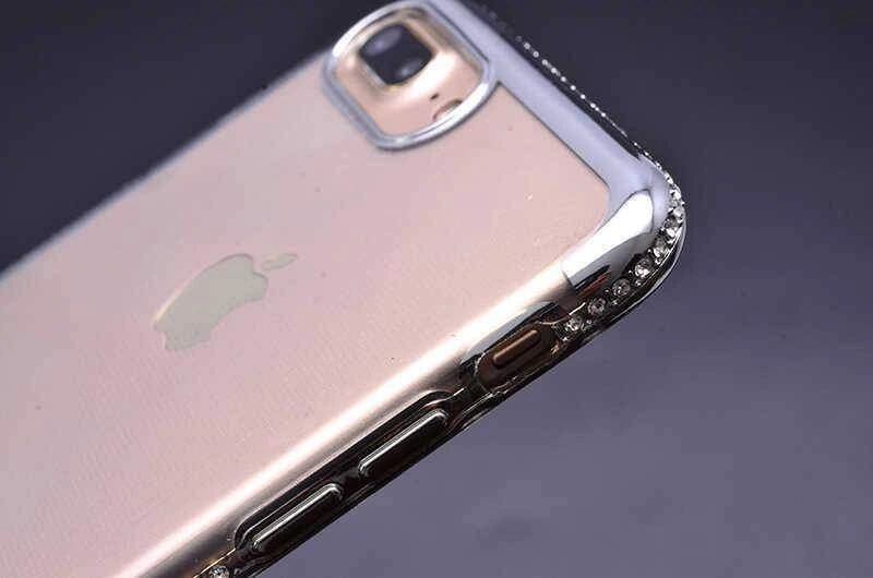 Apple iPhone 8 Plus Kılıf Zore Tek Sıra Taşlı Silikon