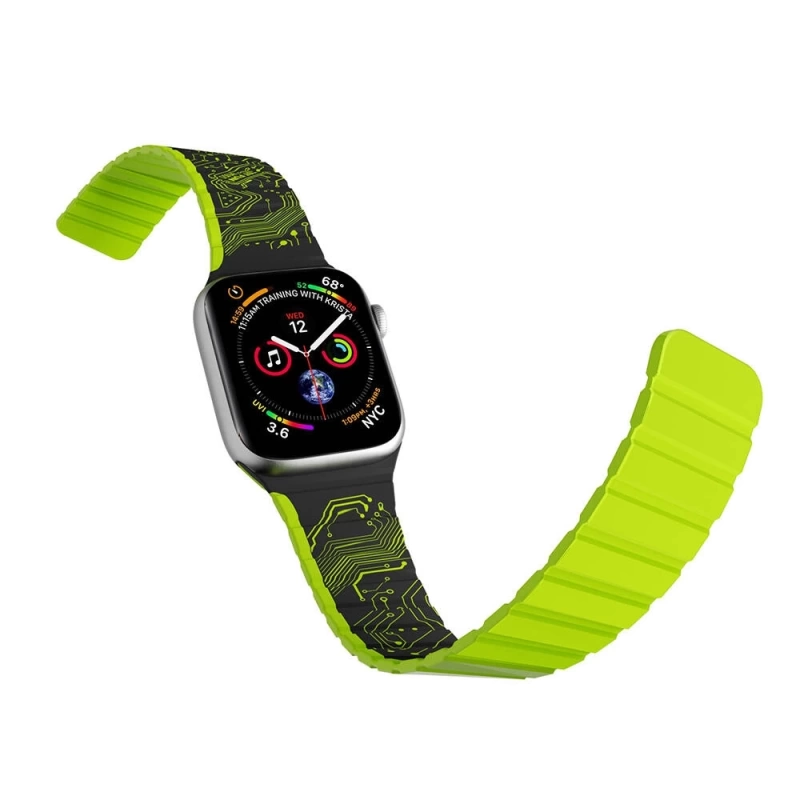 Apple Watch 44mm Kordon Youngkit Technological Magnetik Tak Çıkar Silikon Strap Kayış