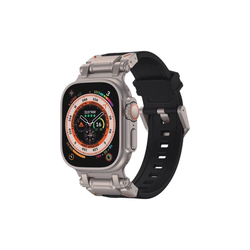 Apple Watch 44mm Zore KRD-108 Metal Başlıklı Silikon Kordon
