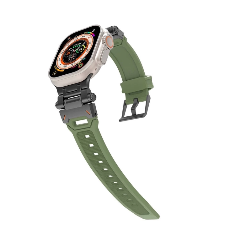 Apple Watch 44mm Zore KRD-108 Metal Başlıklı Silikon Kordon