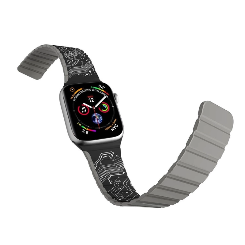 Apple Watch 7 41mm Kordon Youngkit Technological Magnetik Tak Çıkar Silikon Strap Kayış