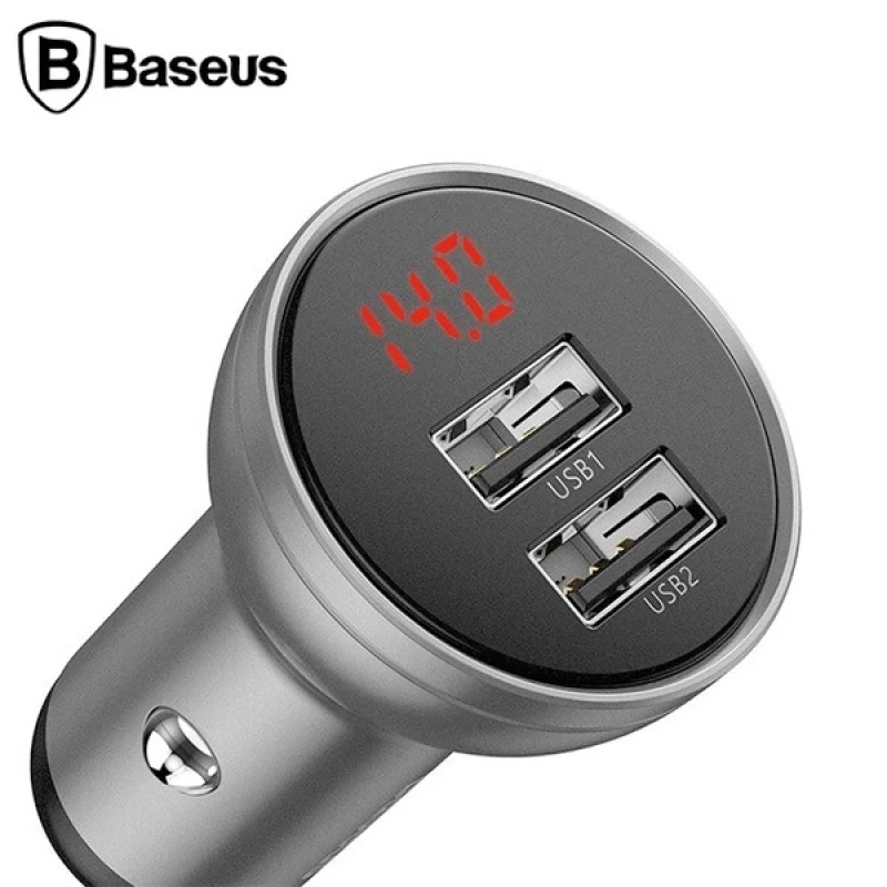 Baseus Digital Display 24W 4.8A Dual USB Çİft Usb Hızlı Araç Şarjı