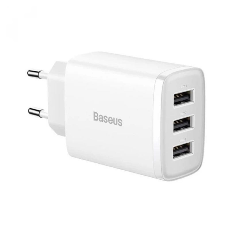 Baseus Kompakt 3 USB Portlu 17W Hızlı Şarj Başlığı Adaptörü