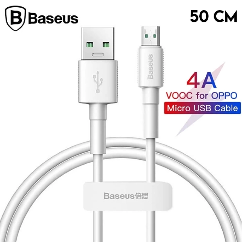 Baseus Mini White Micro USB 4A OPPO VIVO Dash Usb Şarj Kablosu 0.5cm