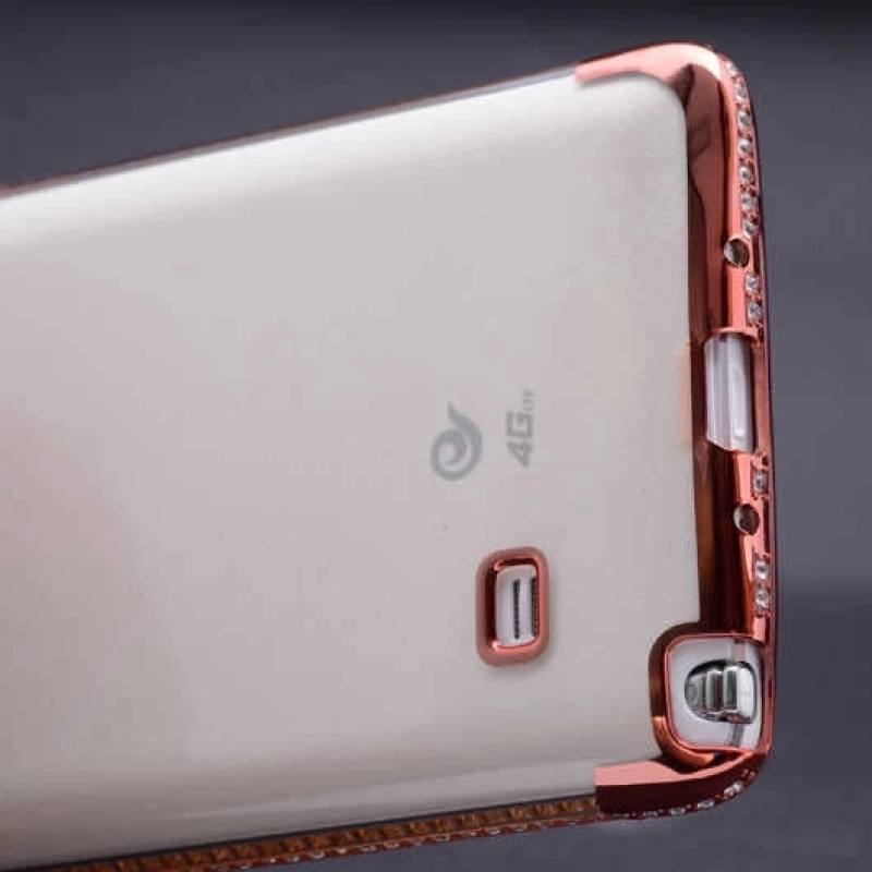 Galaxy Note 4 Kılıf Zore Kenarı Tek Sıra Taşlı Silikon