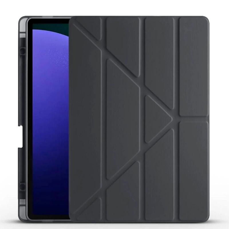 Galaxy Tab S9 FE Plus Kılıf Zore Tri Folding Kalem Bölmeli Standlı Kılıf
