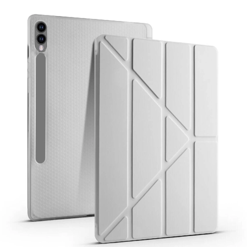 Galaxy Tab S9 FE Plus Kılıf Zore Tri Folding Kalem Bölmeli Standlı Kılıf