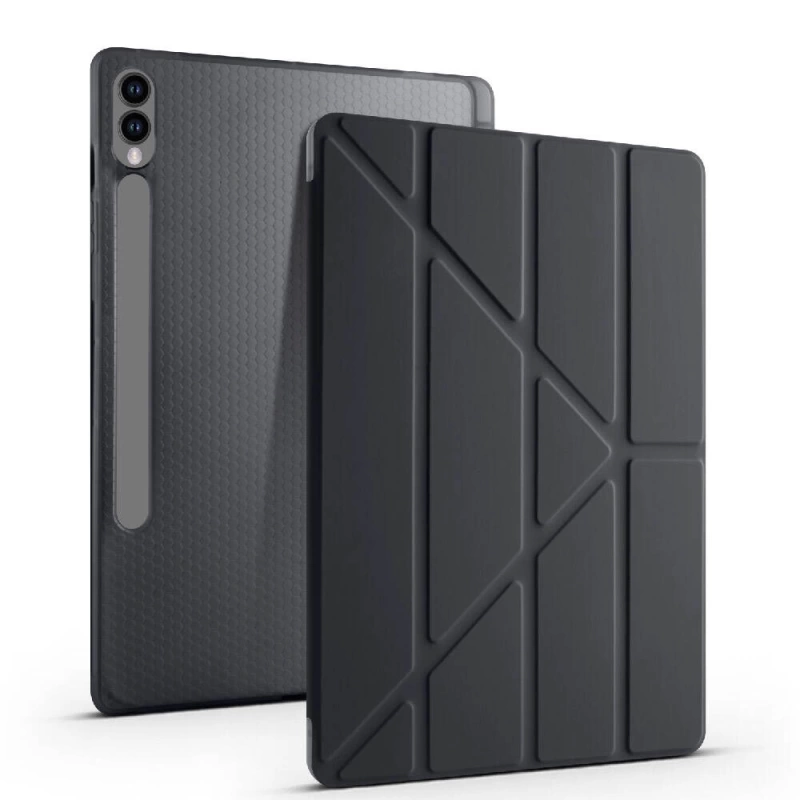 Galaxy Tab S9 Plus Kılıf Zore Tri Folding Kalem Bölmeli Standlı Kılıf