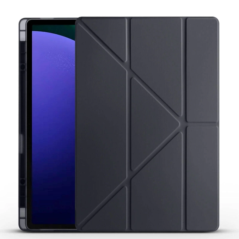 Galaxy Tab S9 Ultra Kılıf Zore Tri Folding Kalem Bölmeli Standlı Kılıf