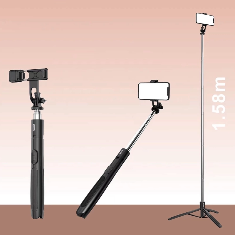 More TR Go Des GD-ST81 Çok Fonksiyonlu 6 Kademeli Teleskopik Tripod Stand Özellikli Bluetooth Selfie Çubuğu