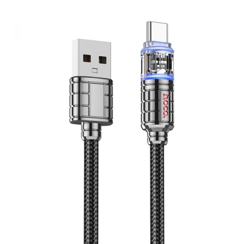 HOCO U122 Kristal Uç 3A USB to Type-C Hızlı Data ve Şarj Kablosu