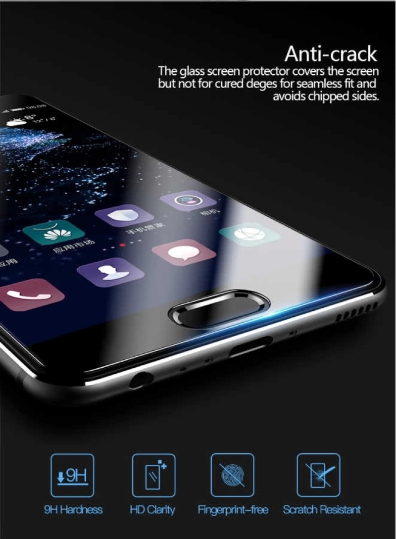 Huawei P10 Plus Zore Ekranı Tam Kaplayan Düz Cam Koruyucu