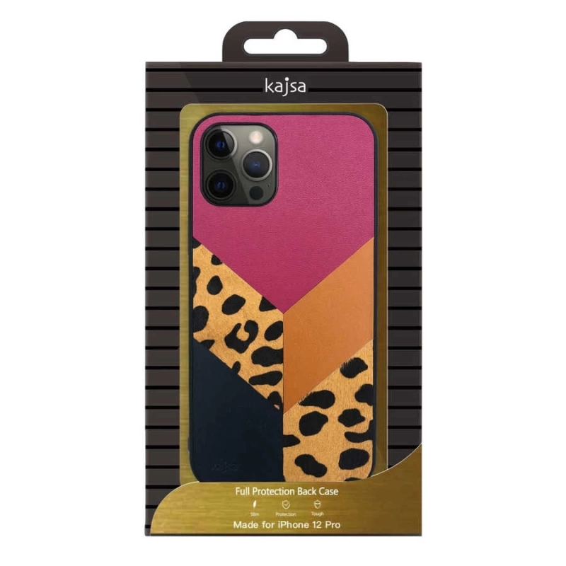 More TR Apple iPhone 12 Kılıf Kajsa Glamorous Serisi Leopard Combo Kapak