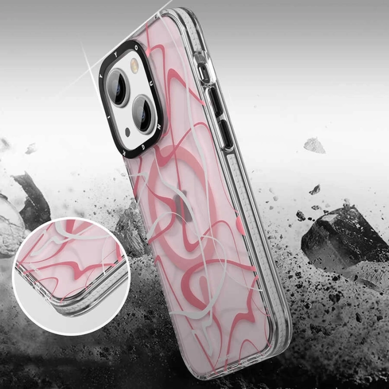 More TR Apple iPhone 13 Kılıf Magsafe Şarj Özellikli Youngkit Water-Ink Serisi Kapak